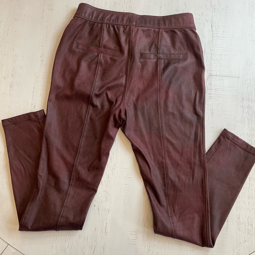 Free People Burgundy faux suede Leggings Size 24 - Picture 5 of 7